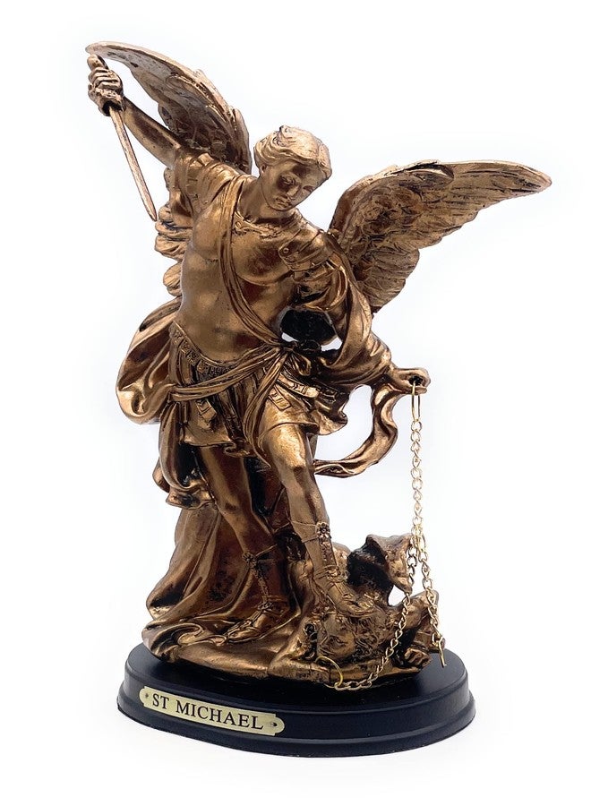 RUSTIX St Michael San Miguel Archangel Statue Defeating Satan Resin Sculpture (Bronze, 8.5 Inch) - Image 5